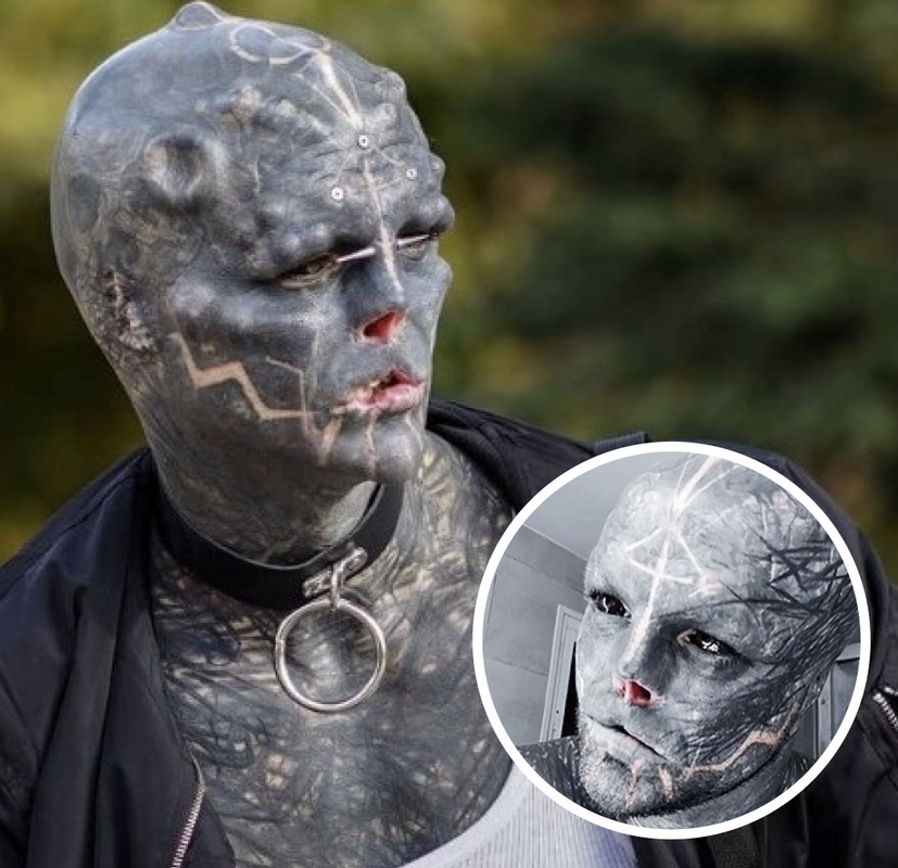 35 years old Tattooed “Black Alien” Can’t Find Job Due To His Looks, Here’s What He Looked Like Before