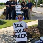 Police are called on boy selling ‘Ice Cold Beer’ but his clever sign has them laughing