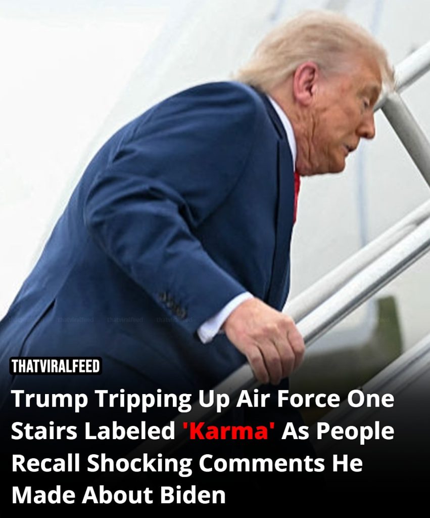 Trump Trips On Air Force One Steps After Mocking Biden—internet Calls It ‘Karma’