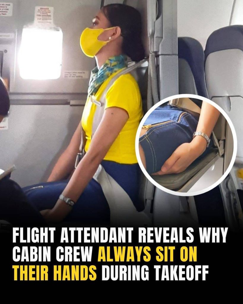 Flight attendant explains the unexpected reason cabin crew keep their hands under their thighs during takeoff and landing