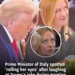 Prime Minister of Italy spotted ‘rolling her eyes’ after laughing at Trump’s joke during meeting