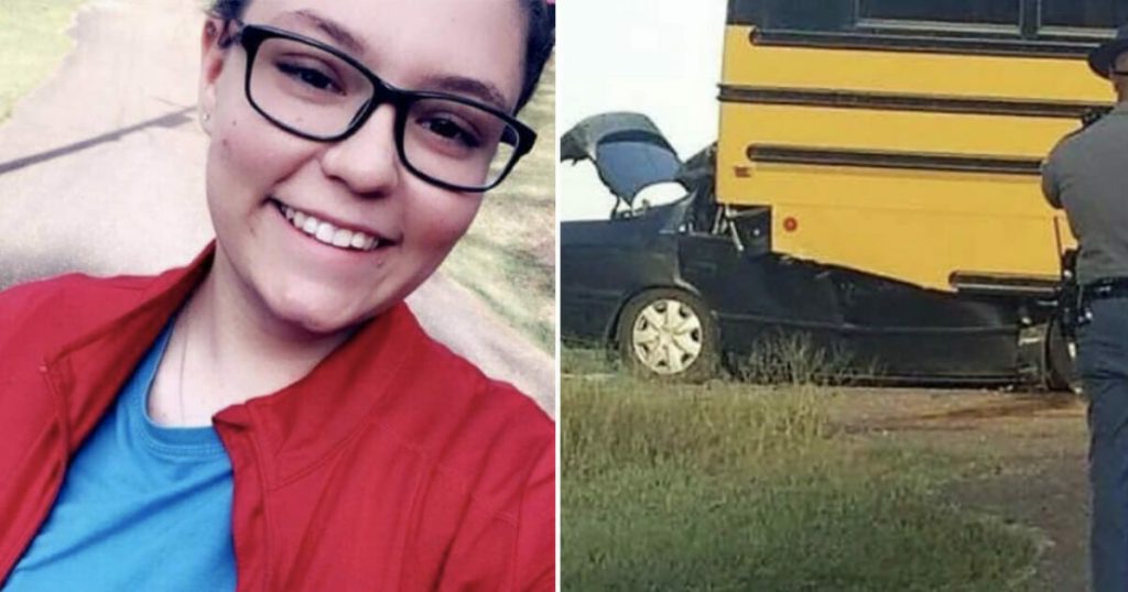 Teen crashes into school bus and dies with phone in hand