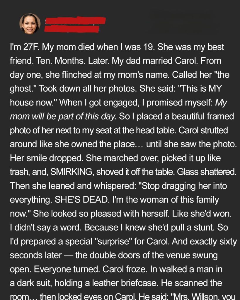 I Placed My Late Mom’s Photo on My Wedding Table – My Stepmom ‘Accidentally’ Knocked It Over